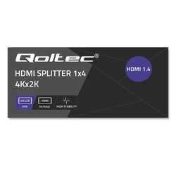 Aktywny rozdzielacz Splitter 4 x HDMI 4K x 2K Qoltec 3.4Gb/s High stability