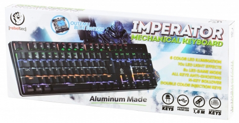Aluminiowa mechaniczna klawiatura gamingowa dla graczy REBELTEC IMPERATOR z podświetleniem