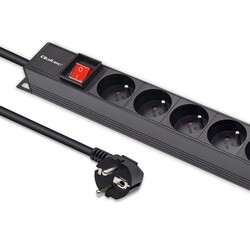 Aluminiowa listwa zasilająca PDU do szafy RACK 19'' 1U 16A 16xFRENCH pionowa 1.8m