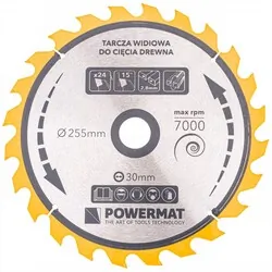 Tarcza widiowa do drewna 255x30 24 zęby Powermat TDD-255x30x24Z