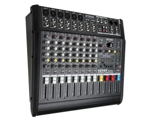 Mikser audio powermikser AZUSA PMQ-2110 z wbudowanym wzmacniaczem 2x250W 10 kanałowy