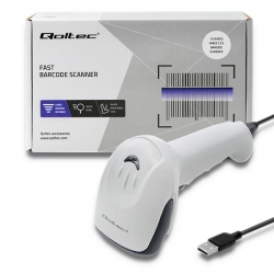 Czytnik kodów kreskowych 1D CCD Qoltec USB - biały