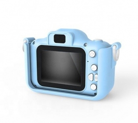 Aparat dla dzieci kamera HD X5 + ochronne etui Jednorożec - niebieski