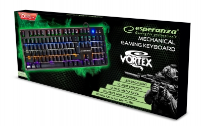 Mechaniczna klawiatura gamingowa Esperanza VORTEX LED RAINBOW 