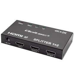Aktywny rozdzielacz Splitter 2 x HDMI 4K x 2K Qoltec 3.4Gb/s High stability