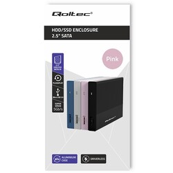 Aluminiowa obudowa zewnętrzna kieszeń na dysk USB 3.0/SSD HDD 2.5" SATA Qoltec Super speed 5Gb/s 2TB - różowy