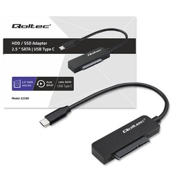 Adapter SATA przejściówka na dysk SSD HDD 2.5" Qoltec USB-C Super speed 5Gb/s 2TB 19cm