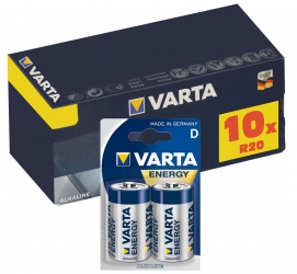 Zestaw 10x baterie alkaliczne VARTA R20 Typ D Energy