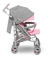 Wózek spacerowy LIONELO IRMA różowy + moskitiera + ocieplacz na nóżki + folia przeciwdeszczowa