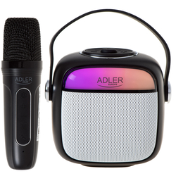 Głośnik przenośny do karaoke z mikrofonem bezprzewodowym  Adler AD 1199B SD USB AUX Bluetooth - czarny