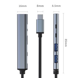 Hub adapter rozdzielacz USB-C 3.1 5w1 Qoltec na USB-C PD   USB-C   2x USB 2.0   USB 3.0