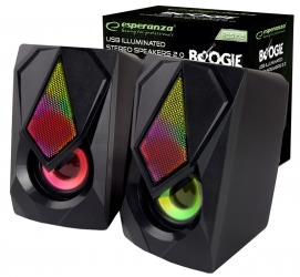 Gamingowe głośniki komputerowe 2.1 Esperanza BOOGIE USB LED RAINBOW