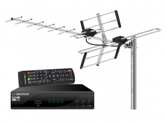 Cyfrowy zestaw telewizji naziemnej DVB-T tuner cyfrowy DVB-T2 H.265/HEVC + antena kierunkowa VHF/UHF MUX8 ATD31S