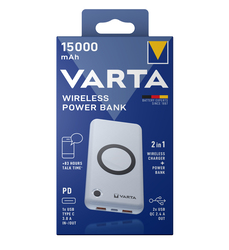 Powerbank VARTA Wireless Power Banks 2w1 ładowarka indukcyjna 15000mAh 2xUSB QC USB-C PD