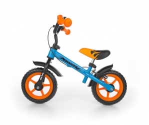 Rowerek biegowy Milly Mally Dragon z hamulcem i dzwonkiem niebiesko-pomarańczowy