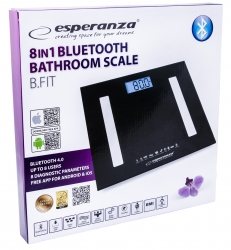 Analityczna waga łazienkowa 8w1 Esperanza B.FIT 180 kg Bluetooth czarna