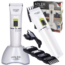 Maszynka bezprzewodowa do strzyżenia włosów Adler AD 2827 ze stacją ładująca + nasadki
