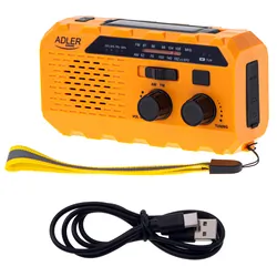 Wielofunkcyjne radio na korbkę Adler AD 1197 z panelem solarnym SOS power bank i latarką