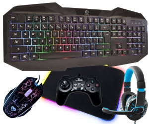REBELTEC PATROL klawiatura dla graczy z podświetleniem RGB + mata + mysz + słuchawki + pad