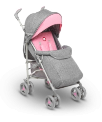 Wózek spacerowy LIONELO IRMA różowy + moskitiera + ocieplacz na nóżki + folia przeciwdeszczowa