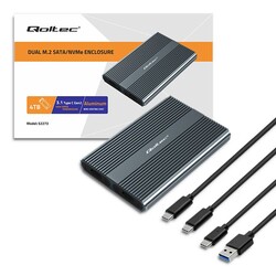 Obudowa kieszeń na dysk M.2 SSD SATA NVME DUAL Qoltec USB-C   etui