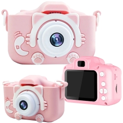 Aparat dla dzieci kamera HD X5 + ochronne etui w Kształcie Zwierzątka - różowy