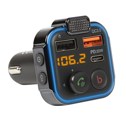 Podświetlany transmiter FM z zestawem głośnomówiącym BLOW Bluetooth 5.1   QC3.0   PD 20W