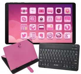 Tablet edukacyjny dla dziewczynki KIDS 10.1&#039;&#039; z modemem 4G LTE + klawiatura + różowe etui