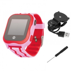 Zegarek smartwatch Forever KW-300 dla dzieci z lokalizatorem GPS WIFI SOS różowy