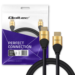 Kabel HDMI v2.1 Qoltec Ultra high speed 8K 60Hz 30AWG GOLD Ethernet 1m