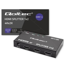 Aktywny rozdzielacz Splitter 2 x HDMI 4K x 2K Qoltec 3.4Gb/s High stability