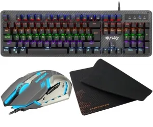 Mechaniczna klawiatura gamingowa dla graczy FURY TORNADO podświetlenie + mysz + mata