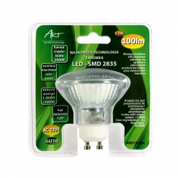 Żarówka LED GU10 1,2W AC230V, 100lm,WW,blister