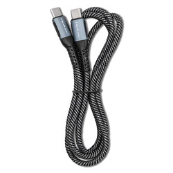 Kabel USB-C/USB-C 100W QC 3.0 PD Qoltec 1m oplot - czarny