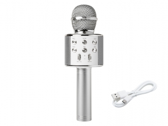 Bezprzewodowy mikrofon Bluetooth PRM402 BLOW srebrny karaoke 