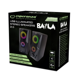 Gamingowe głośniki komputerowe 2.1 Esperanza BAILA USB LED RAINBOW