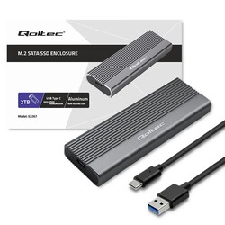 Aluminiowa obudowa zewnętrzna kieszeń na dysk USB 3.0/M.2 SSD SATA NGFF Qoltec Super speed 6Gb/s 2TB - szary