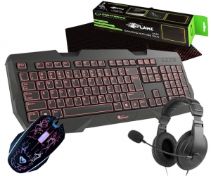 Klawiatura Genesis RX22 podświetlana klawiatura + mysz + mata gamingowa dla graczy + słuchawki + pad
