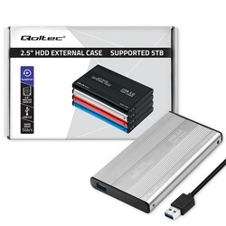 Aluminiowa obudowa zewnętrzna USB 3.0/SATA3 Qoltec dla dysków HDD/SSD 2.5" - srebrny