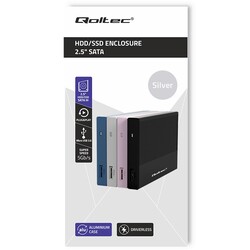 Aluminiowa obudowa zewnętrzna kieszeń na dysk USB 3.0/SSD HDD 2.5" SATA Qoltec Super speed 5Gb/s 2TB - srebrny