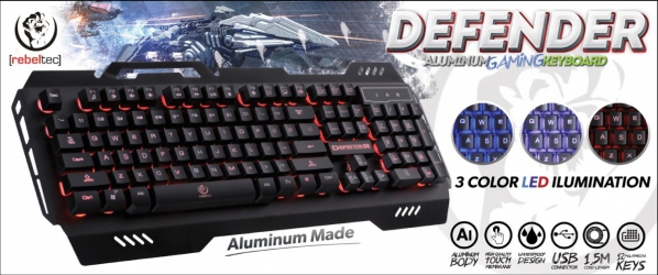 Aluminiowa klawiatura dla graczy Rebeltec DEFENDER LED color 