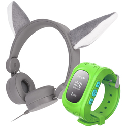 Zestaw dla dzieci zegarek smartwatch ART zielony + słuchawki nauszne Setty Wolfy