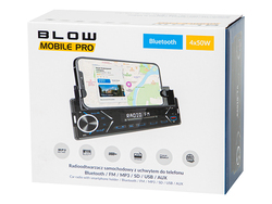 Radio samochodowe BLOW MOBILE PRO 1DIN z uchwytem na telefon Bluetooth 2xUSB SD   pilot na kierownicę