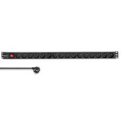 Aluminiowa listwa zasilająca PDU do szafy RACK 19'' 1U 16A 16xFRENCH pionowa 1.8m