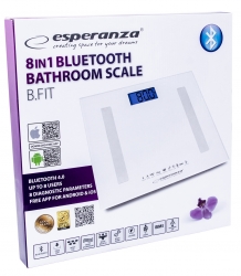Analityczna waga łazienkowa 8w1 Esperanza B.FIT 180 kg Bluetooth biała