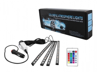 Zestaw oświetlenia kabiny samochodu LED RGB wnętrza auta + pilot