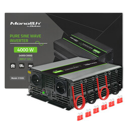 Przetwornica napięcia Qoltec Monolith 12V/230V 2000W/4000W USB Czysty Sinus