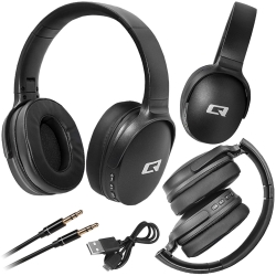 Słuchawki bezprzewodowe bluetooth Qoltec Super Bass DYNAMIC FM SD nauszne z mikrofonem - czarne