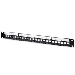 Stalowy patch panel do szaf RACK 19" 24 porty 1U UTP - czarny