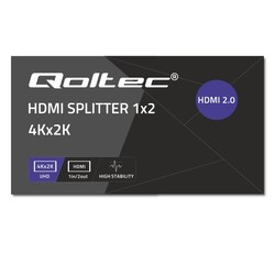 Aktywny rozdzielacz Splitter 2 x HDMI 4K x 2K Qoltec 6Gb/s 60Hz High stability